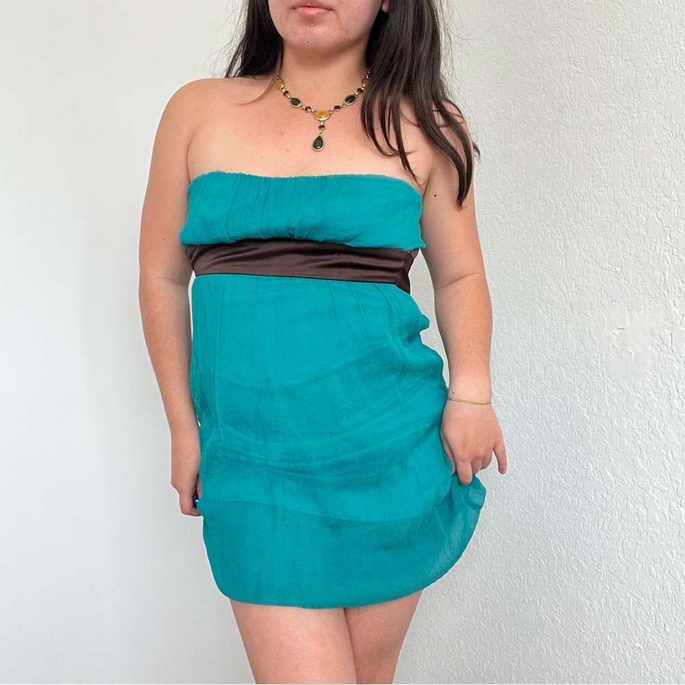 Vintage Forever 21 Teal Strapless Dress